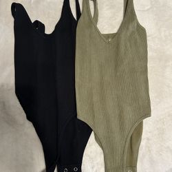 Black & Green Tank Bodysuits