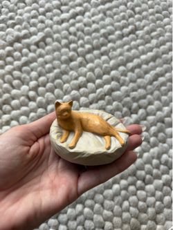 Figurine Set - Woman with Cat + Sleeping Cat - In Original Boxes