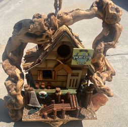 Wooden bird House Decorative yacht club miniature style birdhouse fairy garden