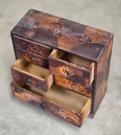 Vintage Japanese Yosegi-zaiku Marquetry Jewelry Chest