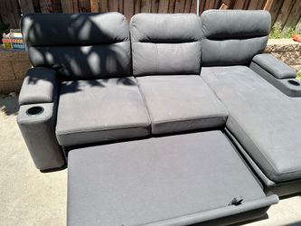 Flash sale Gray Sleeper Sectional Sofa with Pull Out Bed & Storage