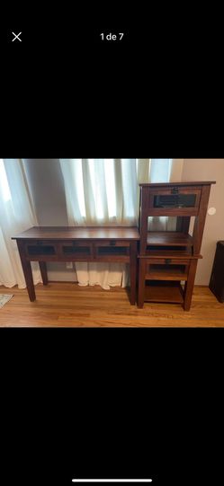solid wood entry table and side table set.