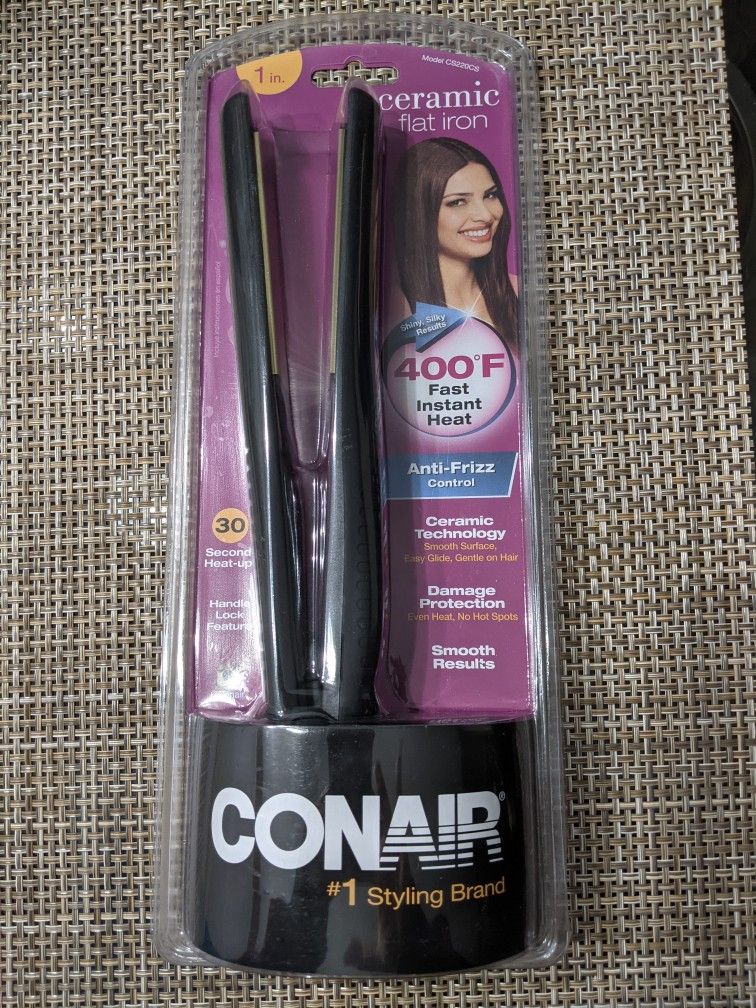 NEW Ceramic Flat iron, Conair, Unopened Pkg