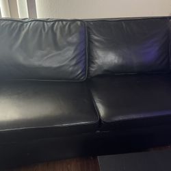 Sofa Black Leather 73" Queen Pop-Up Sleeper Sofa