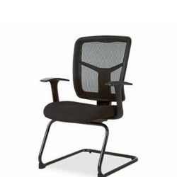 Black Metal Office Chair Mesh/Fabric Guest Chair, Seat 20x18 -Back 19.5"x19.5" 