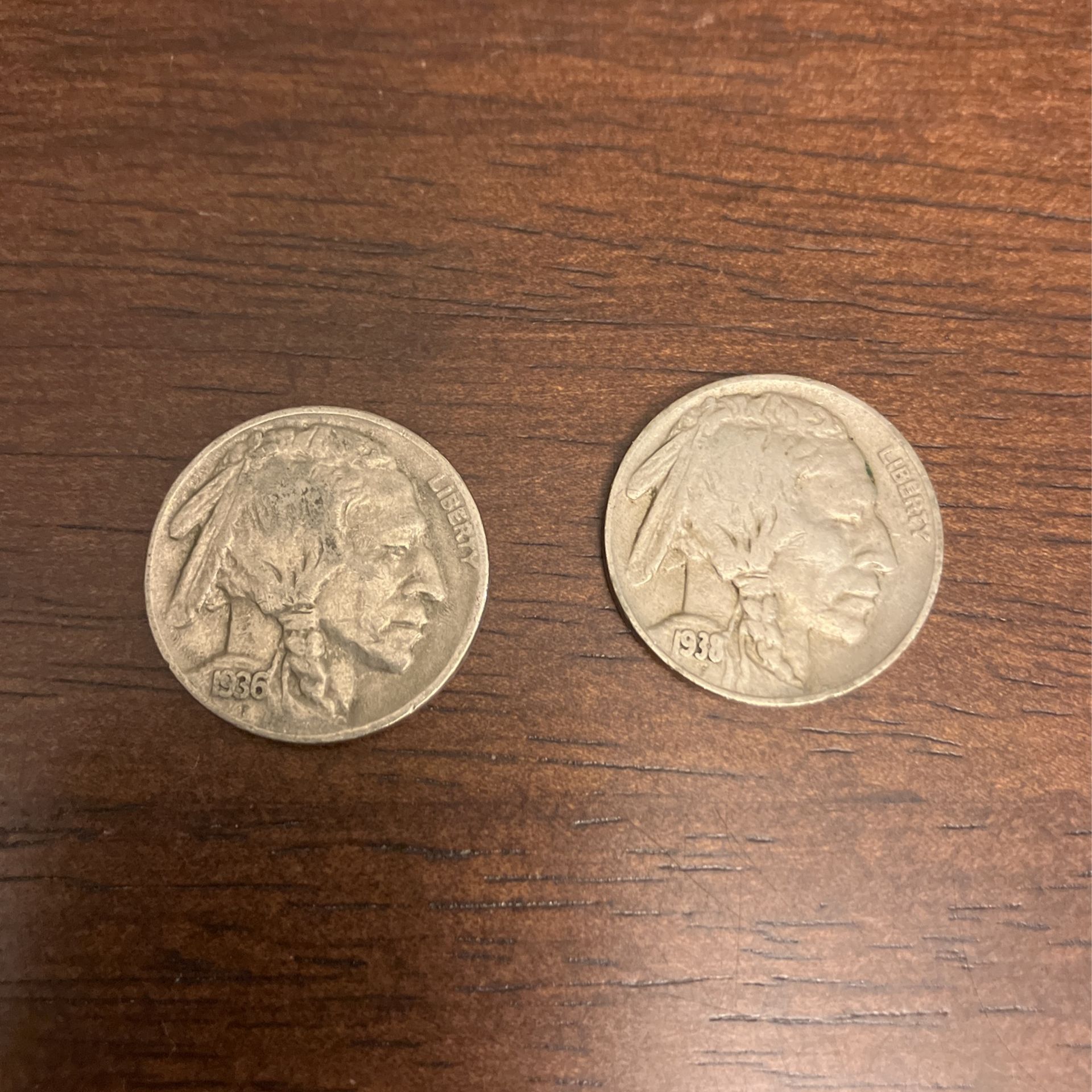 2x Buffalo Nickels - 1936-P & 1938-D