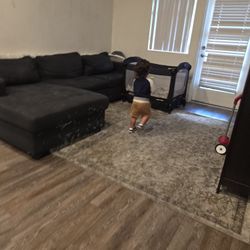 L Shaped Couch Chase W Storege And Queen Pull Out 