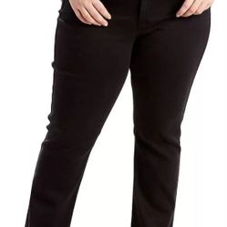 Levi's Women's Plus Straight Jeans Denim Sculpt Hypersoft, Soft Black, 22