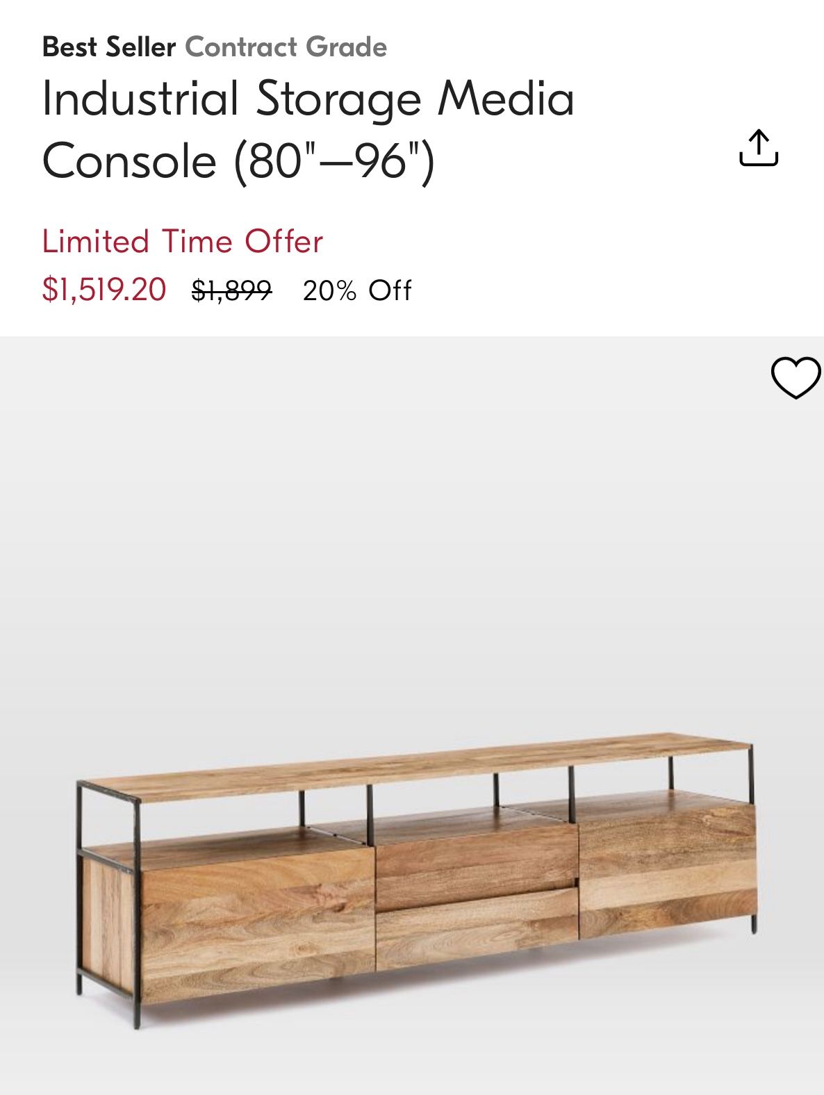 Wear Elm Industrial Storage Media Console (80"