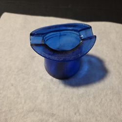 Vintage Cobalt Glass Top Hat Ashtray 
