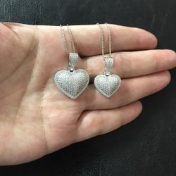 925 Sterling Silver Heart Pendant With Chain (big $38 Each)(small $30 Each) 