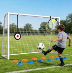 Soccer Goal for Backyard, Heavy Duty Metal Frame, Training Set Welded Corner Joints, 1mm Thick Galvanized Steel Tubes, Target Net, Shooting Target & 1