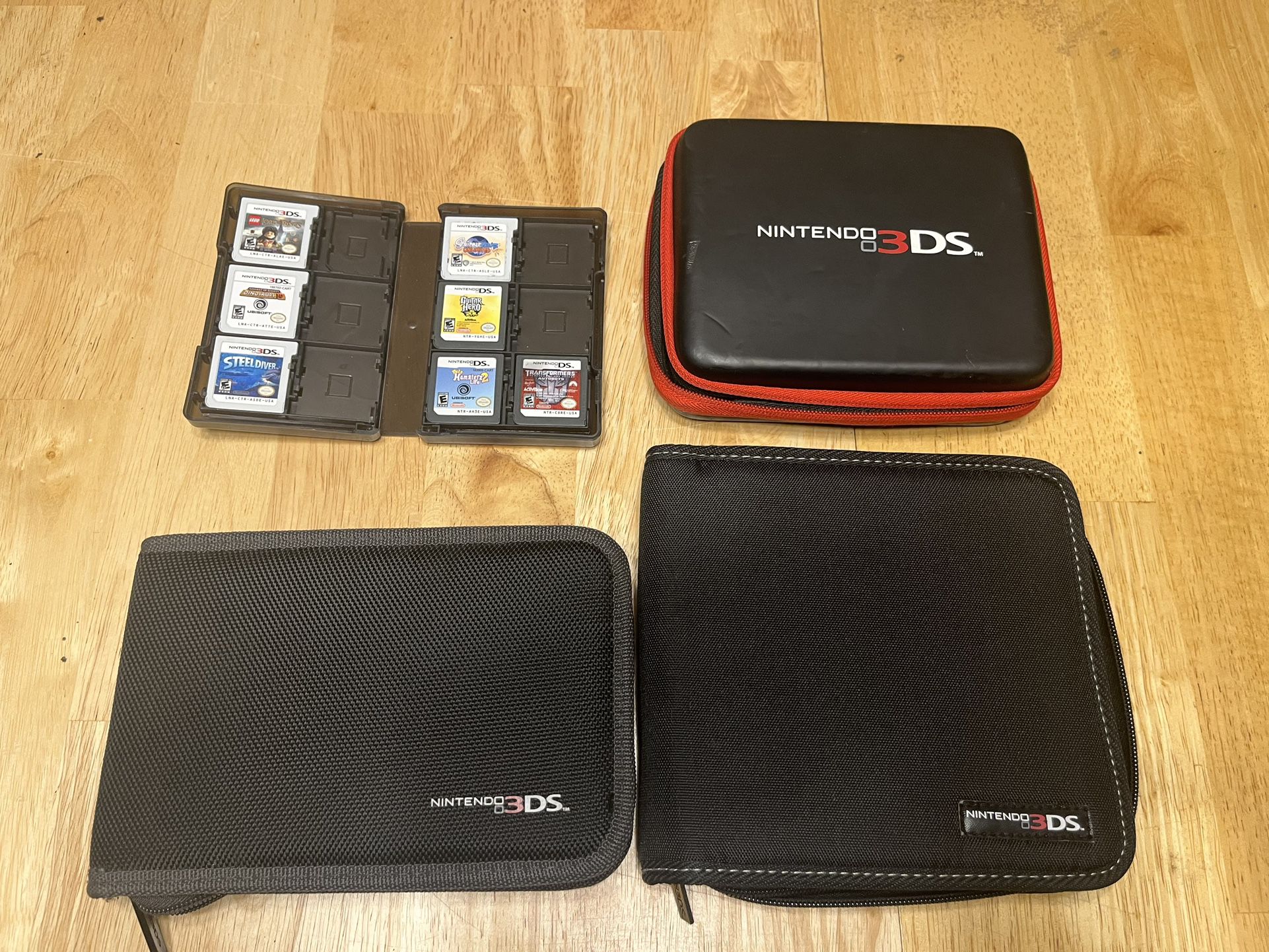 Lot Of 8 Nintendo DS / 3DS Games & 3 Travel Cases 