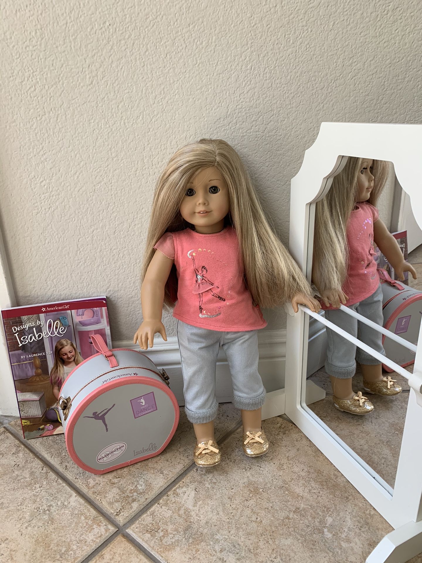 American girl doll Isabell and pottery barn kids ballet mirror
