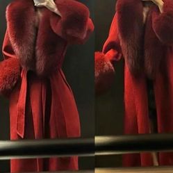 Red  Coat - Fleece Coat - Burgundy Coat