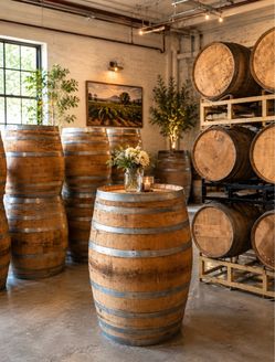 Authentic Oak Wine Barrel with Metal Bands