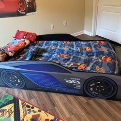 Kids, lightning McQueen, twin size car bed and frame
