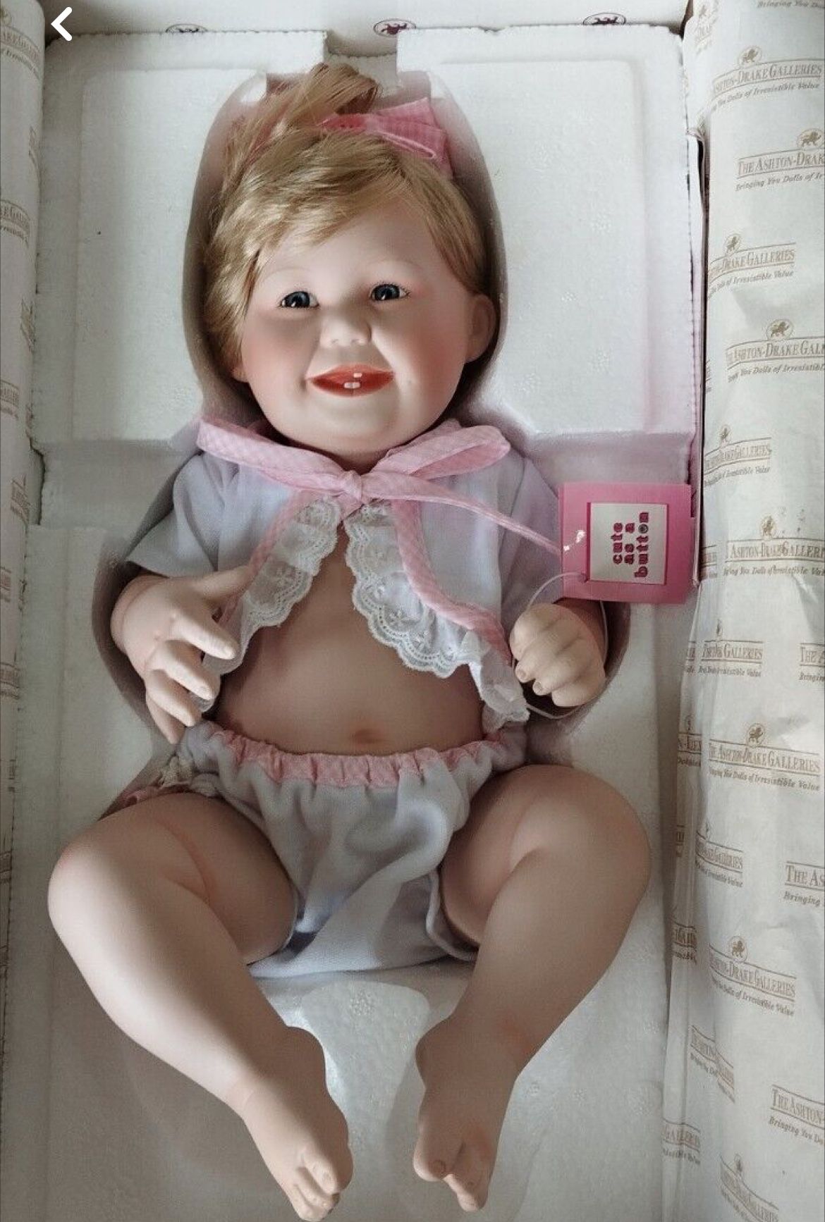 Ashton Drake Original Porcelain Doll Cute As A Button 1993 First Issue 