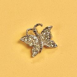 Vintage Gold Tone Butterfly Brooch/Pin with Crystals (circa late 50’s)