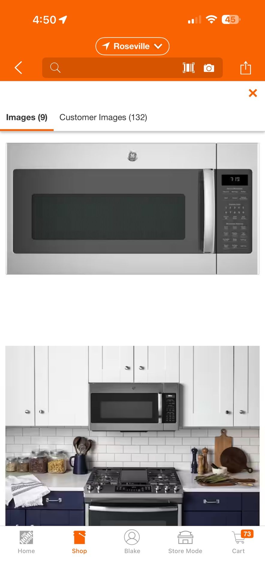 GE 1.9 cu. ft. Over-the-Range Microwave in Stainless Steel
