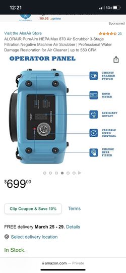 Alorair Pureairo Hepa Max 870 Air Scurubber Air Cleaner 