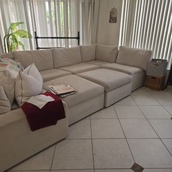 Custom 6 Seater Couch With 2 Jumbo Ottomans