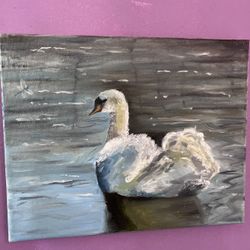 Swan Oil Painting 8x10 Inch