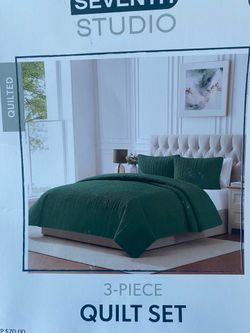 Seventh Studio 3-Piece Quilt set 104x90 color Green