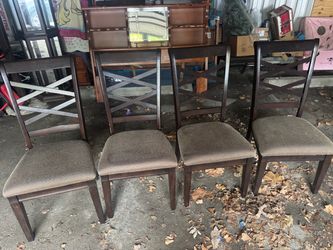 Set of 4 Dark Wood Dining Chairs