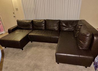 Excellent Condition Large Leather 3pc U-Shape Sectional Sofa (Seats 6)