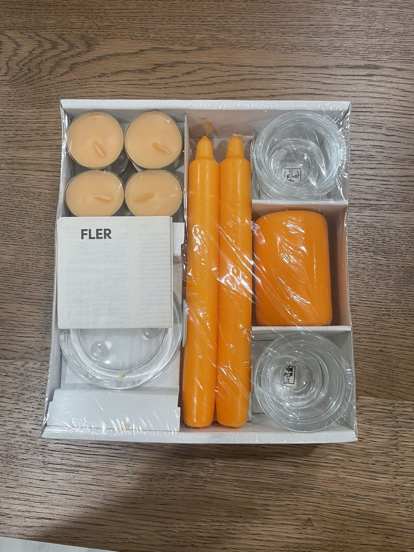 Ikea Fler Candle Set With Glass Holders Halloween pumpkin
