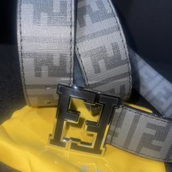 Fendi Belt Black/Gray Size 40