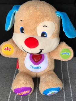 Fisher Price Laugh & Learn Stuffed Puppy Dog Plush Toy Musical "TUMMY" No Audio