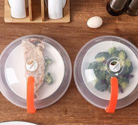 Microwave Lid, Clear, Plastic, Rectangular, 10.43 Inches, PBA-free, Steam Vent, Prevents Splatter, Dishwasher Safe
