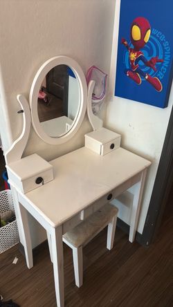 White makeup vanity