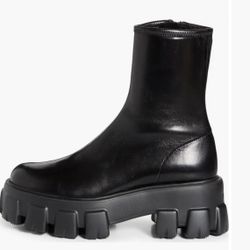 New Prada Monolith Stretch  Leather Bootie 38.5