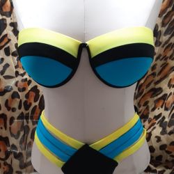 Yellow,black,aqua Bikini 👙 
