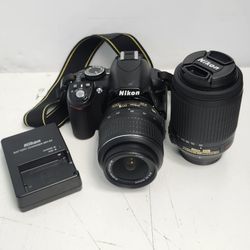 Nikon D3100 DSLR Camera w/ 2 lenses & Charger