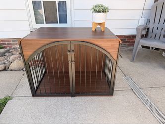 40" Farmhouse Dog Crate Furniture for Large/Medium Dogs, Decorative Pet House End Table, Wooden Dog Kennel Furniture Indoor, Retro Brown