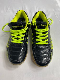 Zapatillas de fútbol de interior Protech, negro, amarillo neón, zapatillas deportivas para hombre