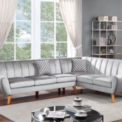 2-Pc Velvet Sectional Sofa 