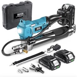 10,000 PSI Cordless Grease Gun - High-Efficiency 6.4 oz/min Electric Grease Gun with 39.4” Hose, LED Light, (2) 2.0Ah Batteries and charger new $120 f