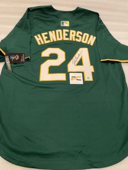 Rickey Henderson autographed Oakland Athletics #24 Nike Green Jersey