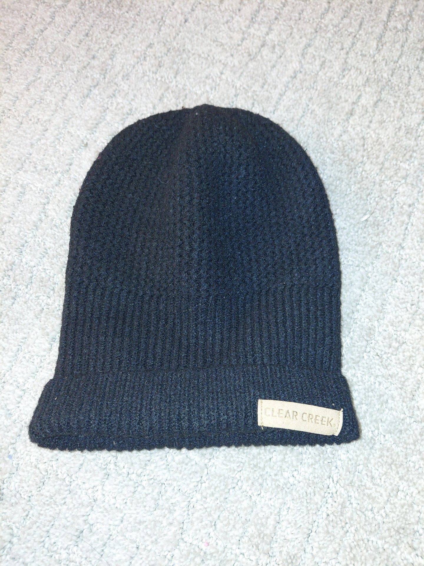 Classic Men's Black Cleer Creek Warm Winter Acrylic Rib-knit Cuffed Beanie Hat