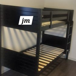 Bunk Beds Frame Twin Over Twin Size Color Espresso Or White 