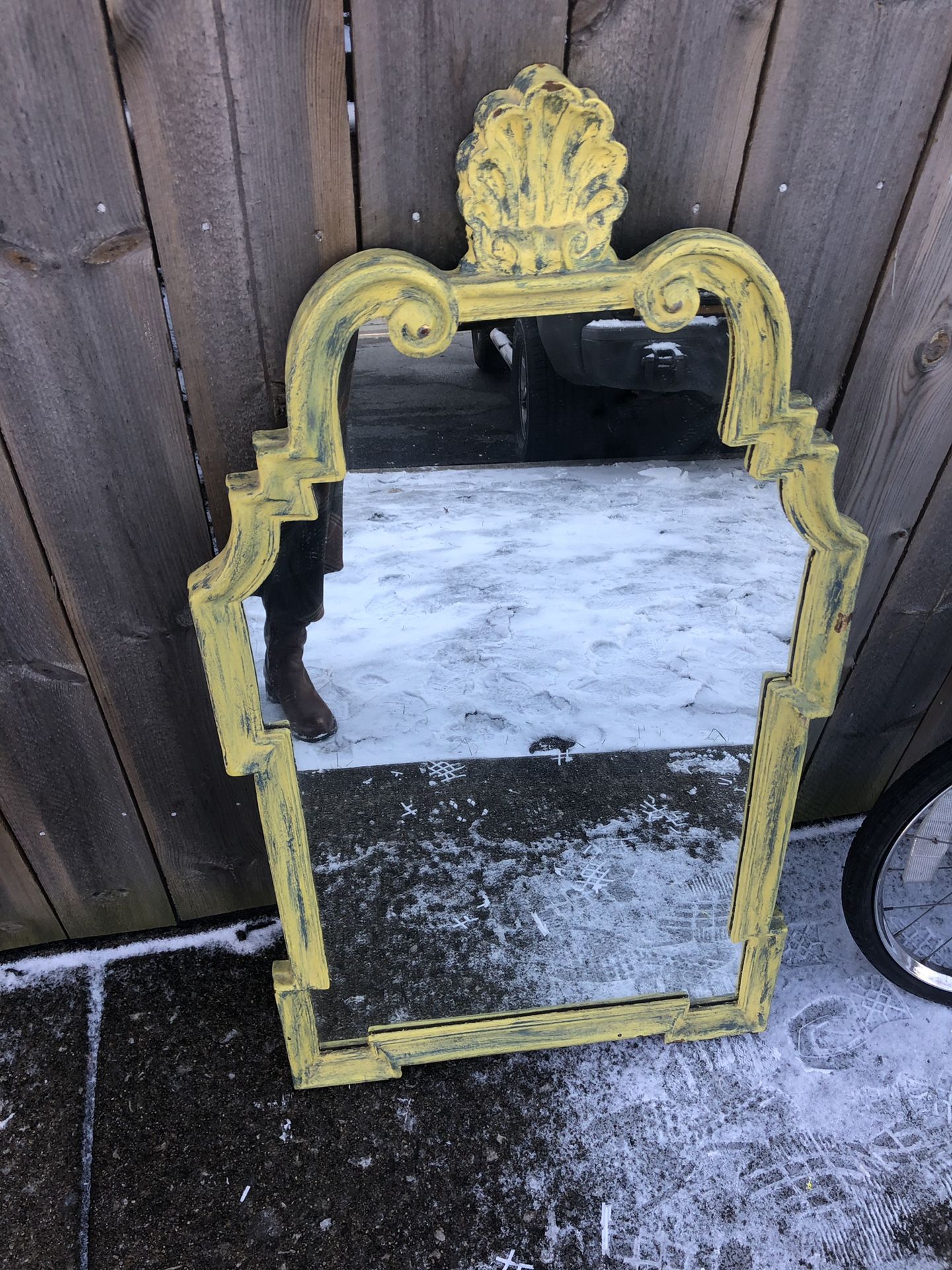 Rare Antique wooden shell mirror very nice