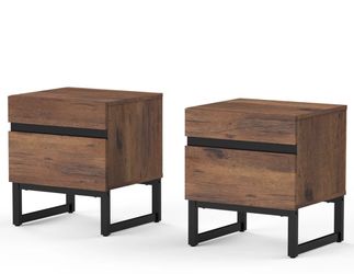 2-Drawer Nightstand with Metal Legs