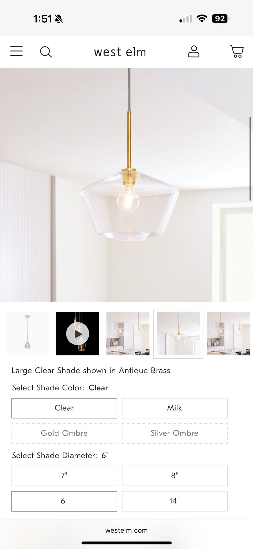 West Elm Pendant Light Fixture