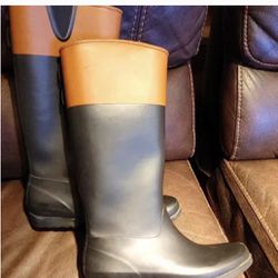 Tommy Hilfiger tall rain boots black brown size 9