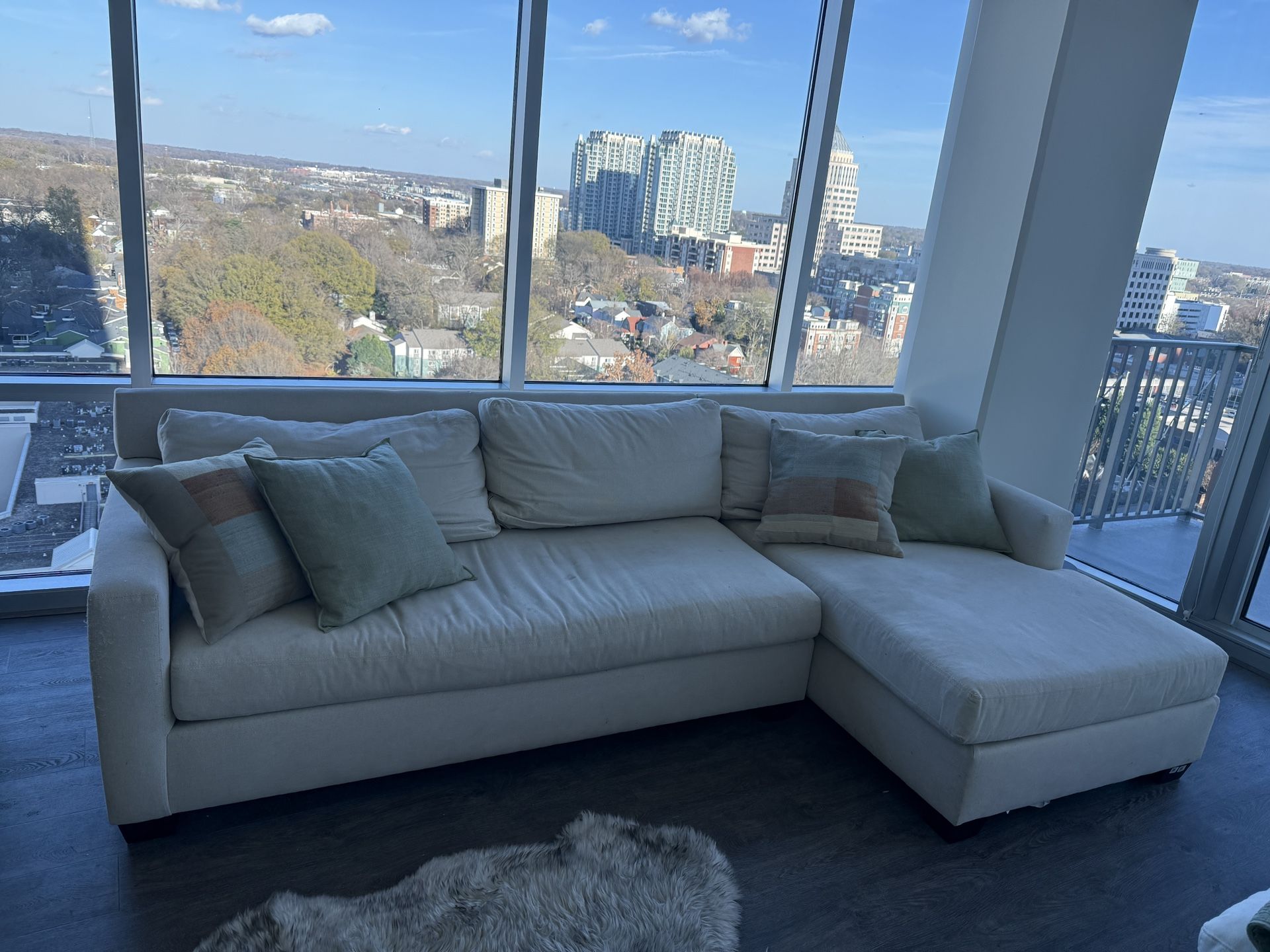 Cream L-shaped Couch